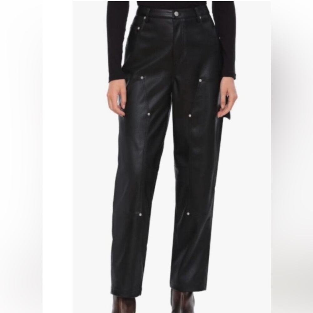 Avec Les Filles Studded Faux Leather Pants Black Size 14